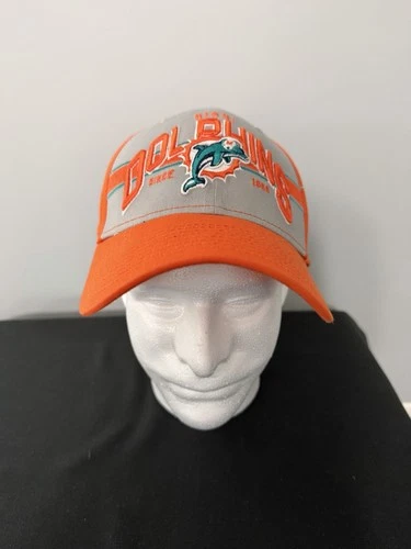 Miami Dolphins Rare New Era Fitted Hat Large/X-Large Grey/Orange