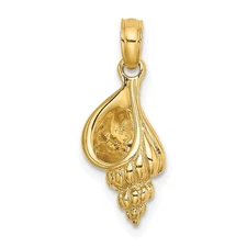 10K Yellow Gold 3-D Mini Precious Wentletrap Shell Charm Pendant 1.43gm