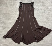 Sandra Darren Dress Womens 6 Brown Sleeveless Polyester Blend Knee Length