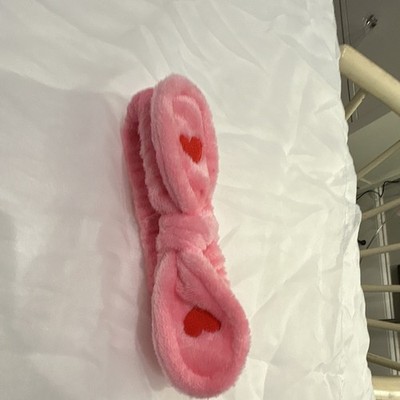 Pink Headband for Women with Heart Shape, Red Accent & to be used washing face 