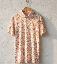 Rhoback Texas Gameday Polo Performance Moisture-Wicking White Men's Longhorn