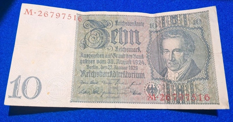 1924 German Reichsbanknote 10 Marks