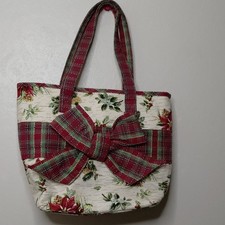 Longaberger 2008 Holiday Gift Bag Tote 23636 Plaid Botanical Poinsettia