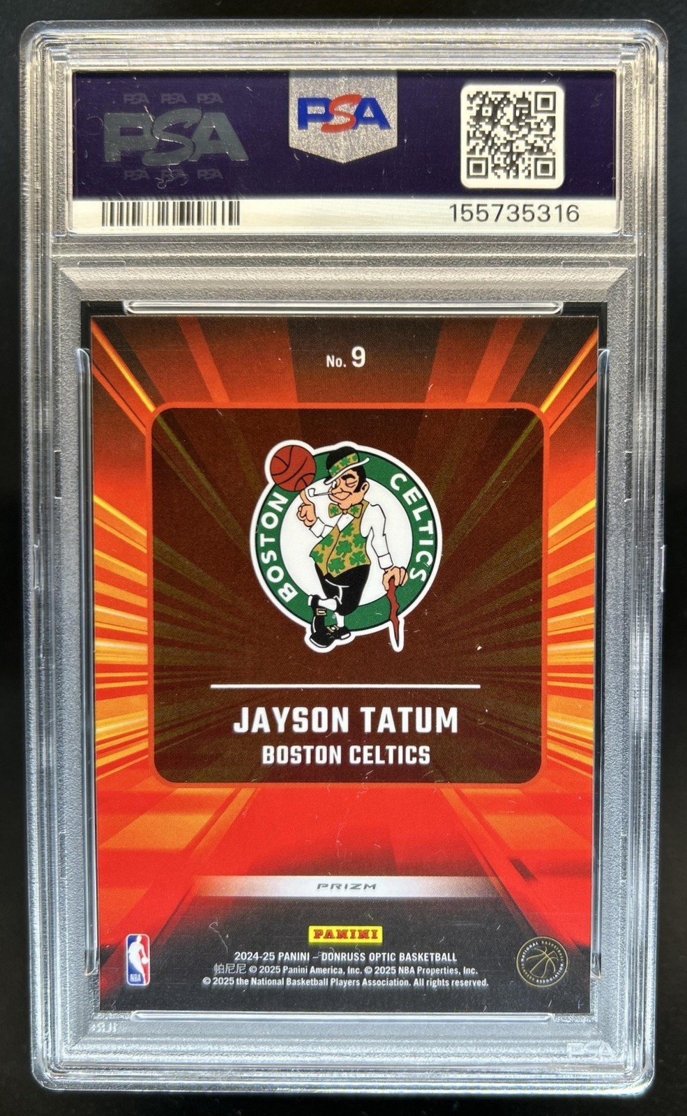 2024-25 Panini Donruss Optic Jayson Tatum Express Lane Purple #9 Celtics PSA 10 view 2