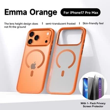 For iPhone 17 Pro Max/17 Matte Magnetic Case + Auto-Aligned Privacy Screen Glass