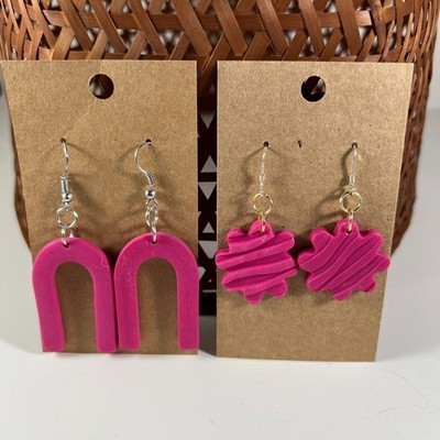 Handcrafted Fuchsia Polymer Clay Earrings 2 Unique Designs Lightweight & Eye-Cat