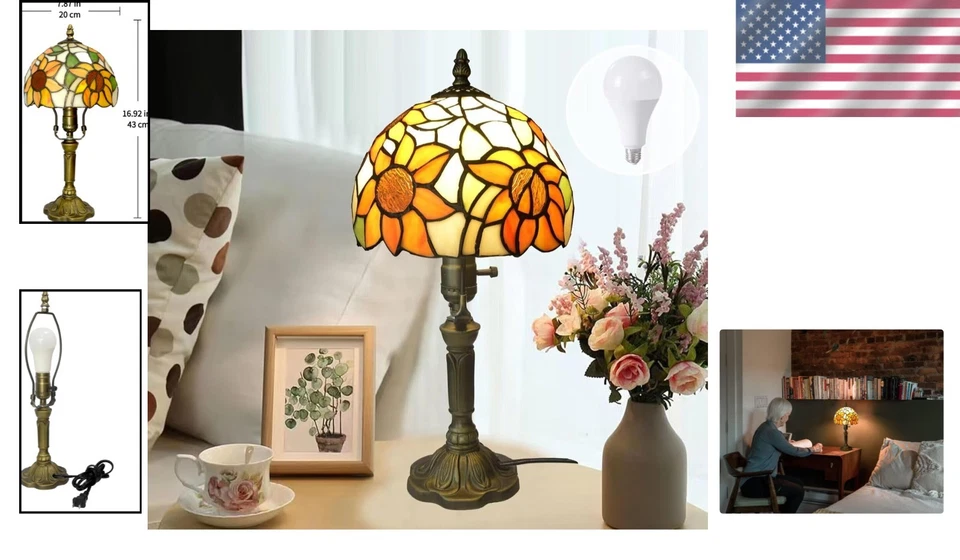 Lámpara de vitral Tiffany multicolor - Ideal para dormitorio o sala de estar Foto 2 de 4