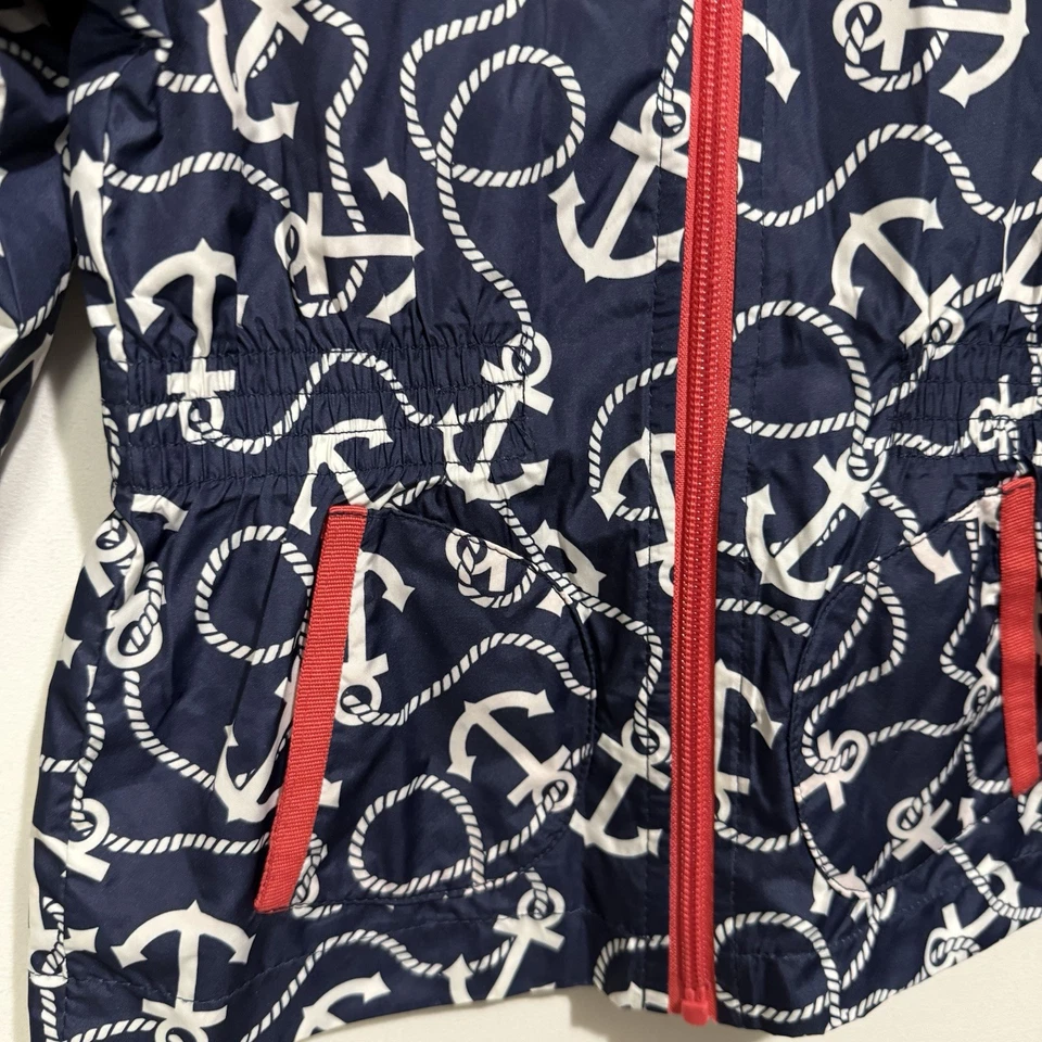Cherokee Kids Nautical Anchor Rain Jacket Blue White Youth Size XS - Image 3 of 4