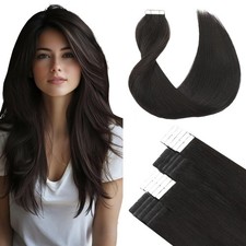 SURNEL Tape in Hair Extensions Human Hair 1B Off Black Remy Tape in Hair Extensi