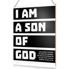 Boy Room Wall Sign Hanging Decor, I Am a Son of God, Christian Nursery Boy Be...