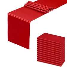 12 Pack Red Table Runners, Satin Table Runner 12x108 Inches Long, Silk and Sm...