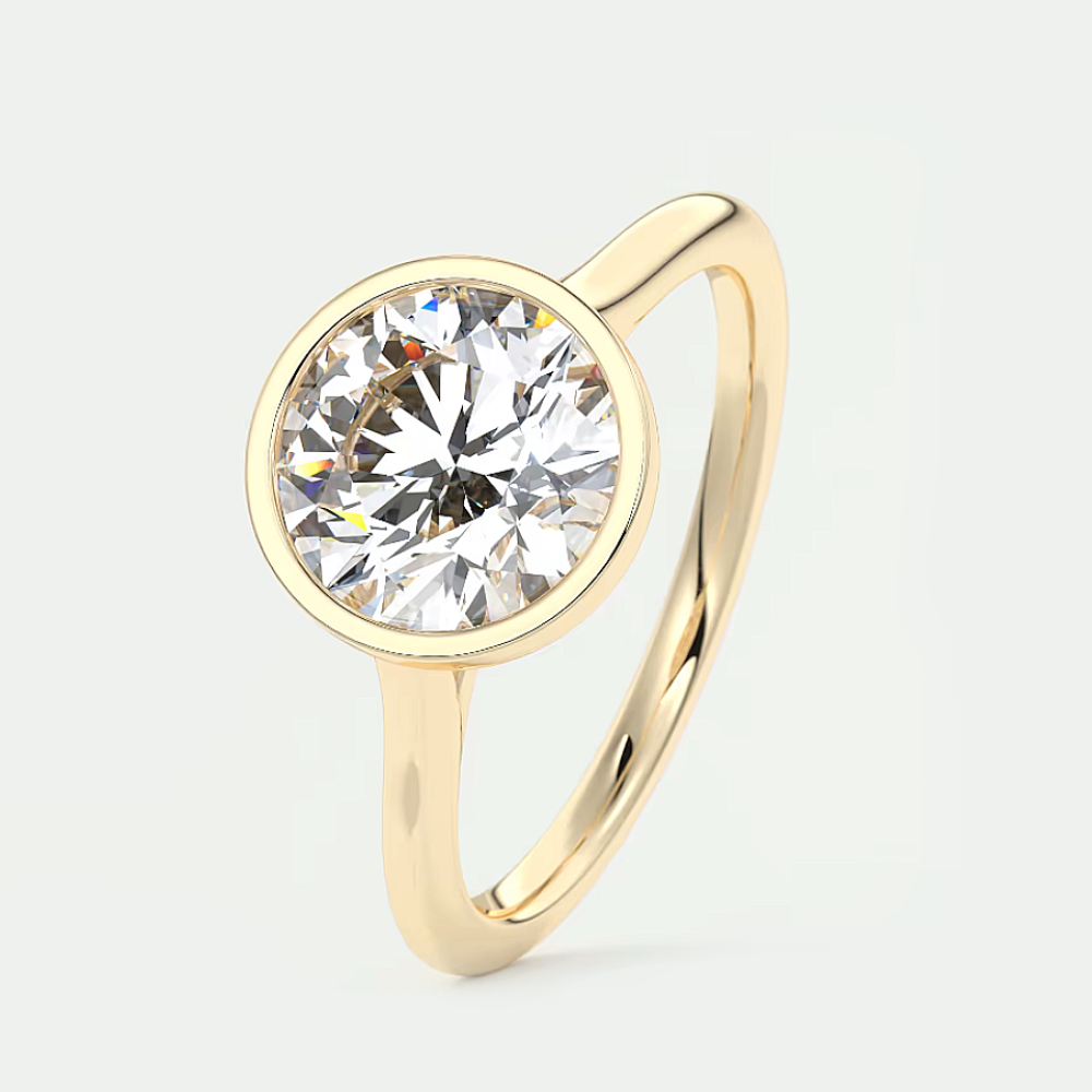 14k Yellow Gold Wedding Round Cut Ring 2 Carat IGI Certified Lab Grown Diamond