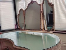 Vintage Olympus French Regency Style Dressing Table with Mirror and Stool