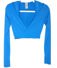 Balera Women Hooded Crop Top Dancewear Small Blue Ballet Athleisure Performance