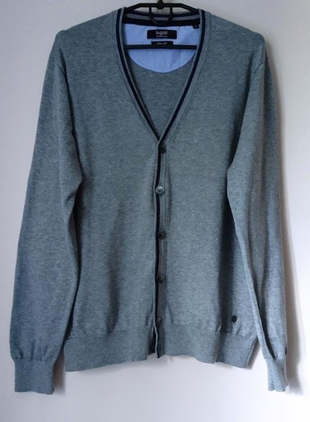 Men Bugatti Sweater Grey Cotton 38 / M / 46 #6BII