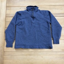 Boys Blue Quarter Zip Sweater Extra Fine Merino Wool Knit Pullover Size Small
