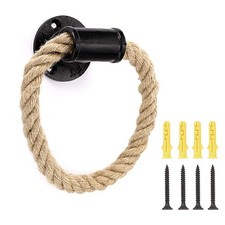 Industrial Pipe Rope Towel Ring Wall-Mounted Metal Towel Rack/Bar with Hardware
