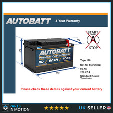 Battery fits VOLVO XC60 C30 V60 C70 S60 V50 S40 S80 XC70 V70 XC90 110