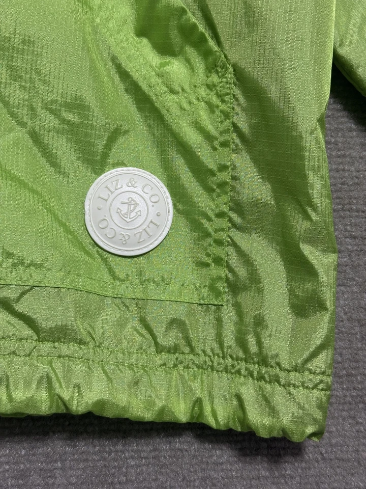 Chaqueta cortavientos vintage Liz & Co para mujer pequeña verde nailon cremallera náutica años 90 Foto 2 de 4