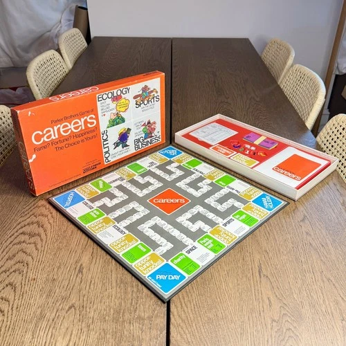 Vintage 1971 Parker Brothers Careers Board Game Complete Retro Red Orange Box