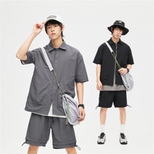 Men Cargo Outfit 2-Piece Set Short Sleeve T-Shirt and Shorts Sweatsuit Set