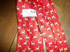 Cape Cod Neckwear Silk Red Stag Motif Tie Made in USA -Christmas Tie