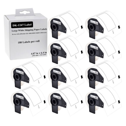 10Rolls 4.07" x 6.4" Large Shipping Labels DK-1247 Fits Brother QL-1060N QL-1100