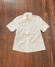 Martina Venti Dodici Pink Eyelet Short Sleeve Polka Dot Button Down
