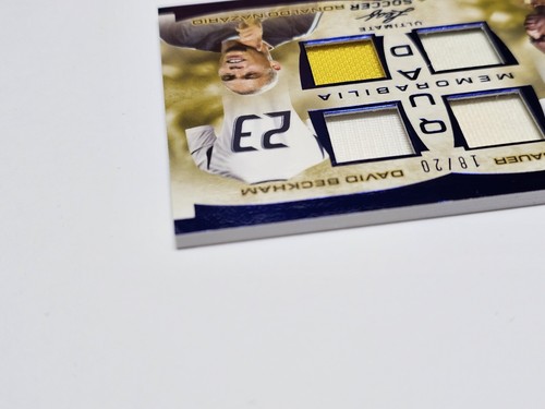2022-23 Leaf Ultimate PELE, DAVID BECKHAM, RONALDO, BECKENBAUER 4-way Relic /20 - Foto 7 di 13