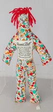 Dammit Doll Gray Teal White Multi Print Red Hair Stress Reliever Novelty 12"