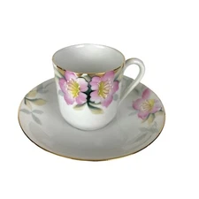 Noritake Azelea 19322 Pattern Demitasse Cup And Saucer Red Stamp Rare