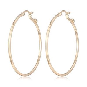 Authentic ELLE Jewelry - 45mm Gold-plated Sterling Silver Hoop Earrings w/ Snap Closure
