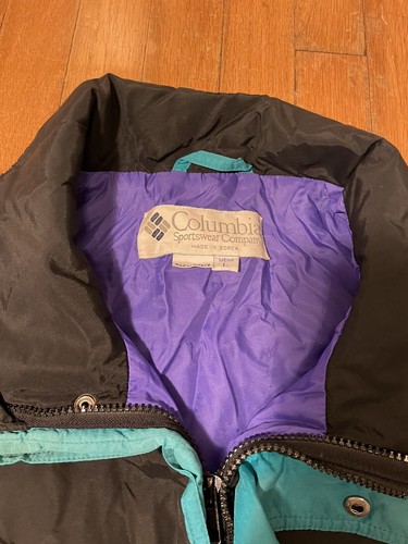 VTG Mens Columbia Powder Keg Jacket Teal Purple Black Size L - Picture 5 of 7