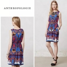 Anthropologie Lilka Empress Paisley Blouson Crochet Baroque Printed Dress Size S