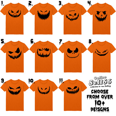 Kürbis T-Shirt Halloween Party Herren Damen Kind Kinder Orange Kostüm Top Outfit