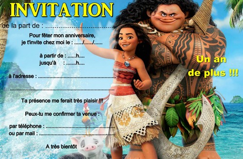 5 12 Ou 14 Cartes Invitation Anniversaire Vaiana Ref 417 Ebay