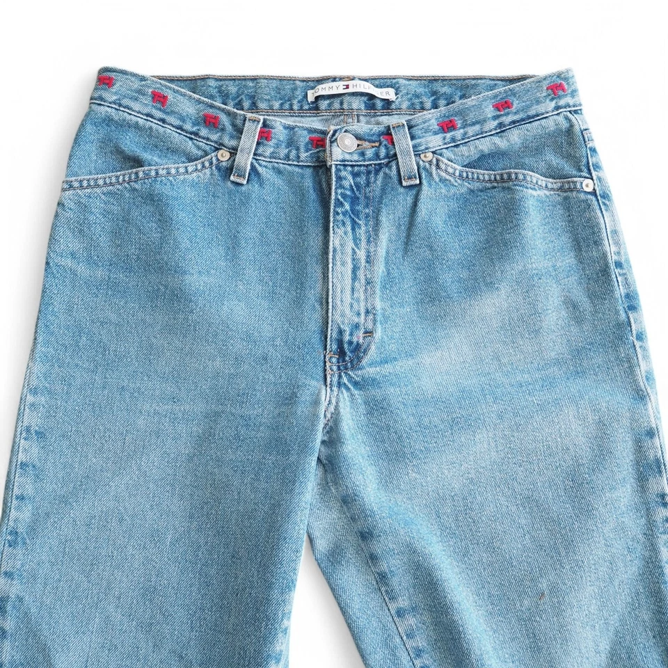 Pantalones de mezclilla Tommy Hilfiger vintage Y2K lavado claro calce relajado para mujer 6 x 31 Foto 3 de 4