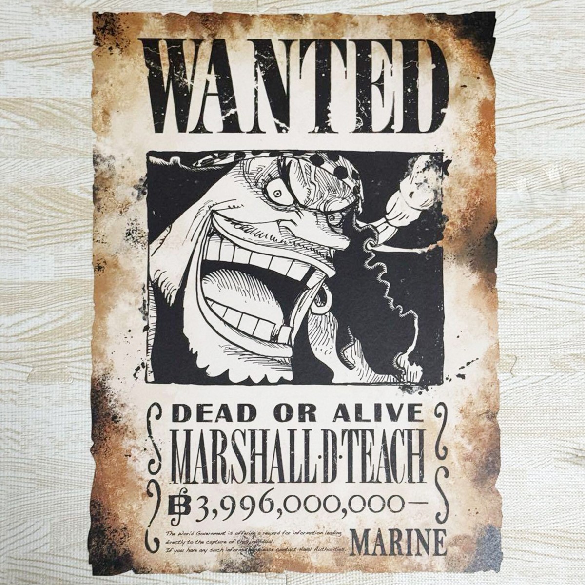 ONE PIECE 3 BILLION MONKEY D LUFFY Prize Blackbeard Wanted Poster