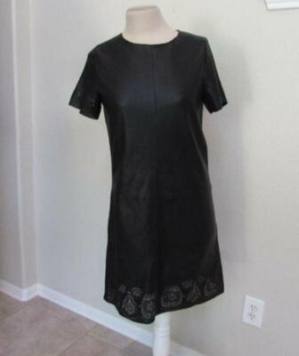 ZARA womens Small black faux leather s/s laser cut dress FAB | eBay ZARA womens Small black faux leather s/s laser cut dress FAB | eBay