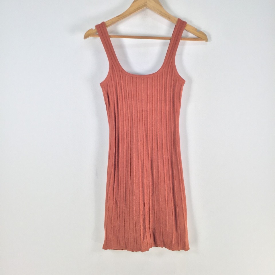 Charcoal womens crepe knit bodycon tank dress size 12 brown stretch 098229