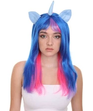 Wig with Horn and Ears for Cosplay Unicorn Halloween Party Fancy Dress HW-2503