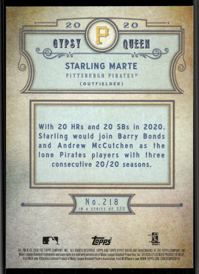 2020 Topps Gypsy Queen #218 Starling Marte Chrome Box Toppers - Image 2 of 2