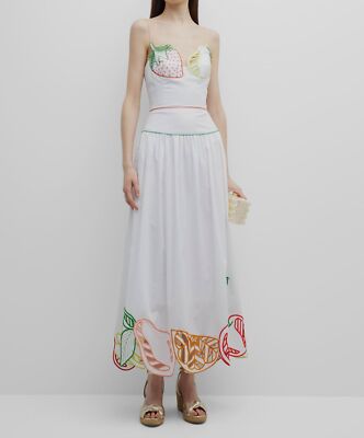Lela Rose Women's Fruit-Embroidered Midi-Dress - White - Size 10