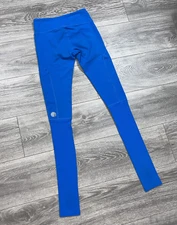 Pure Barre by Splits59 Erid Turquoise Blue Full Length Ribbed Leggings XS Logo