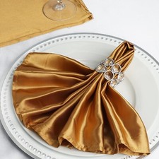 10 ANTIQUE GOLD Silky SATIN 20x20" Wedding NAPKINS Party Table Linens Catering