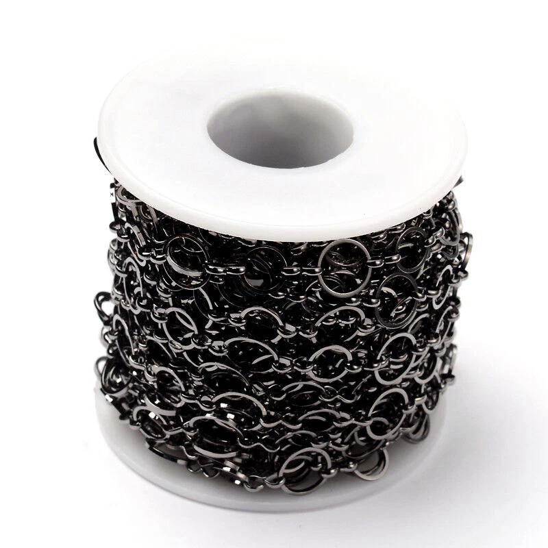 Cadenas de eslabones redondos de latón hechas a mano únicas de 3,28 pies/rollo cuerda artesanal carrete 8 ~ 10x1 mm Foto 4 de 4