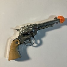 Vintage COW-TYKE Western Silver Brown Handle Toy Cap Gun Circle N 7" Long