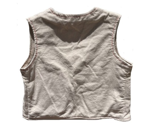 Handmade Girls Beige Corduroy Fabric Vest with Pocket Size 5/6 - Picture 6 of 6