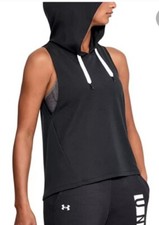 Under Armour L Sleeveless Funnel Cowl Neck Black Modal Crop High-Low Hoodie