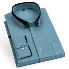 Mens Long Sleeves Dress Shirts Formal No Ironing Elastic Business Shirts Tops